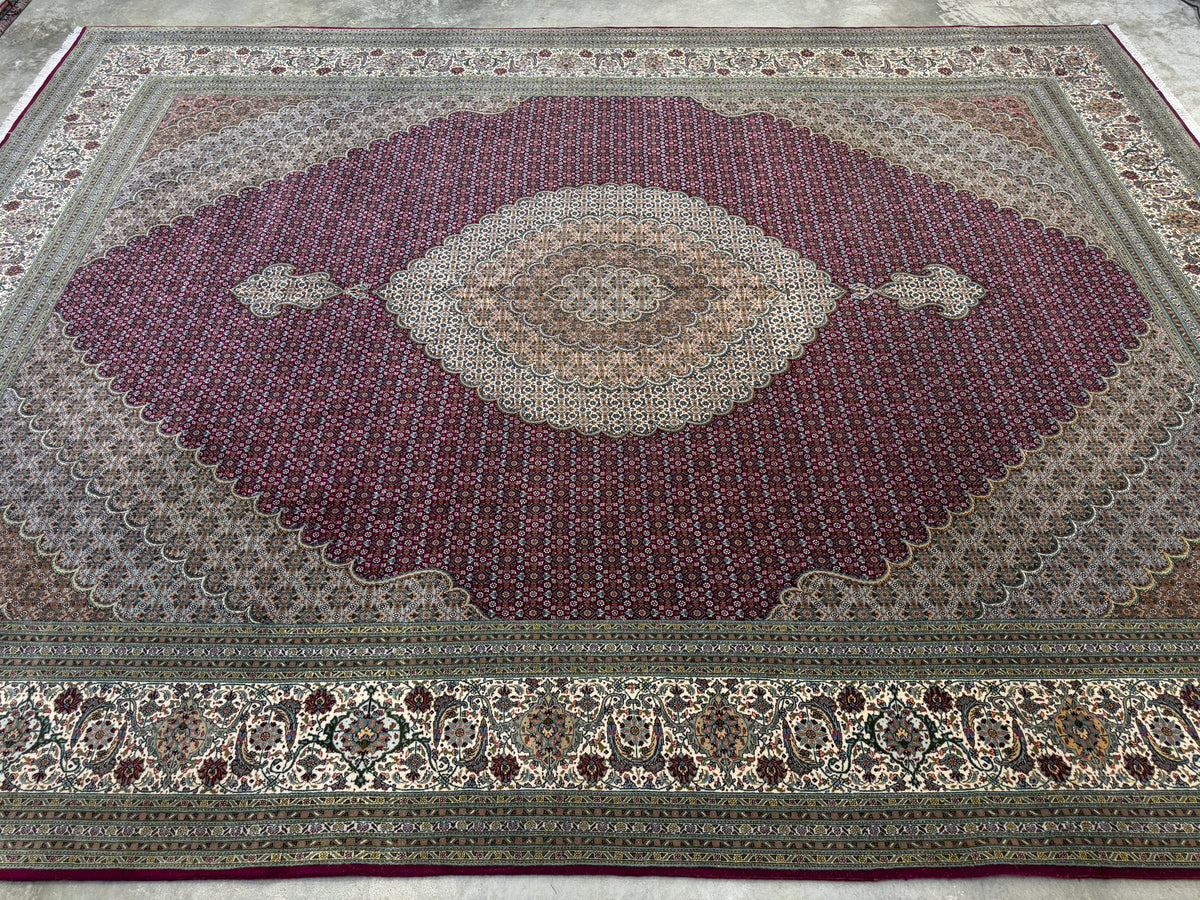 Hand-Knotted Persian Tabriz Mahi Rug - 10’x13’5”