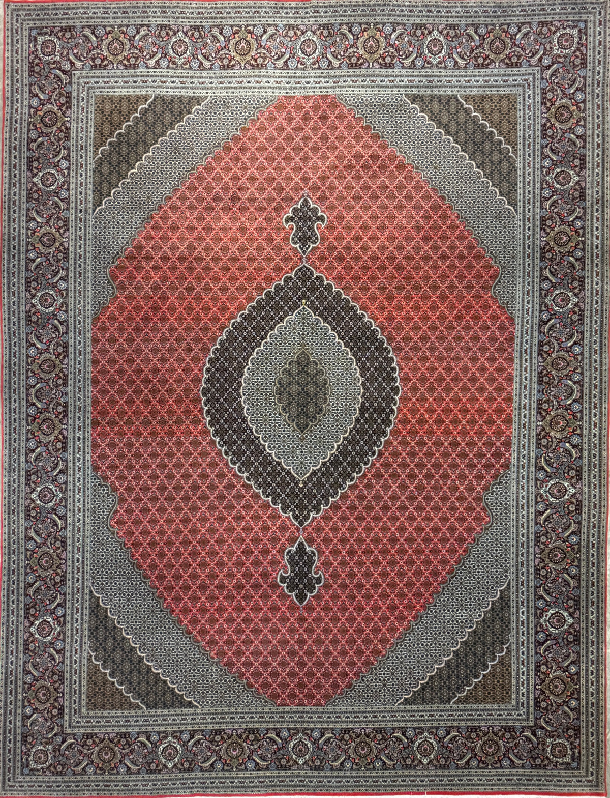 Hand-Knotted Persian Tabriz Mahi Rug - 10’x13’