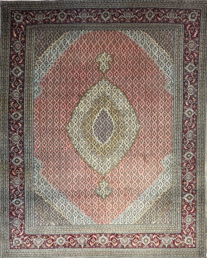 Hand-Knotted Persian Tabriz Mahi Rug - 9’10”x12’3”