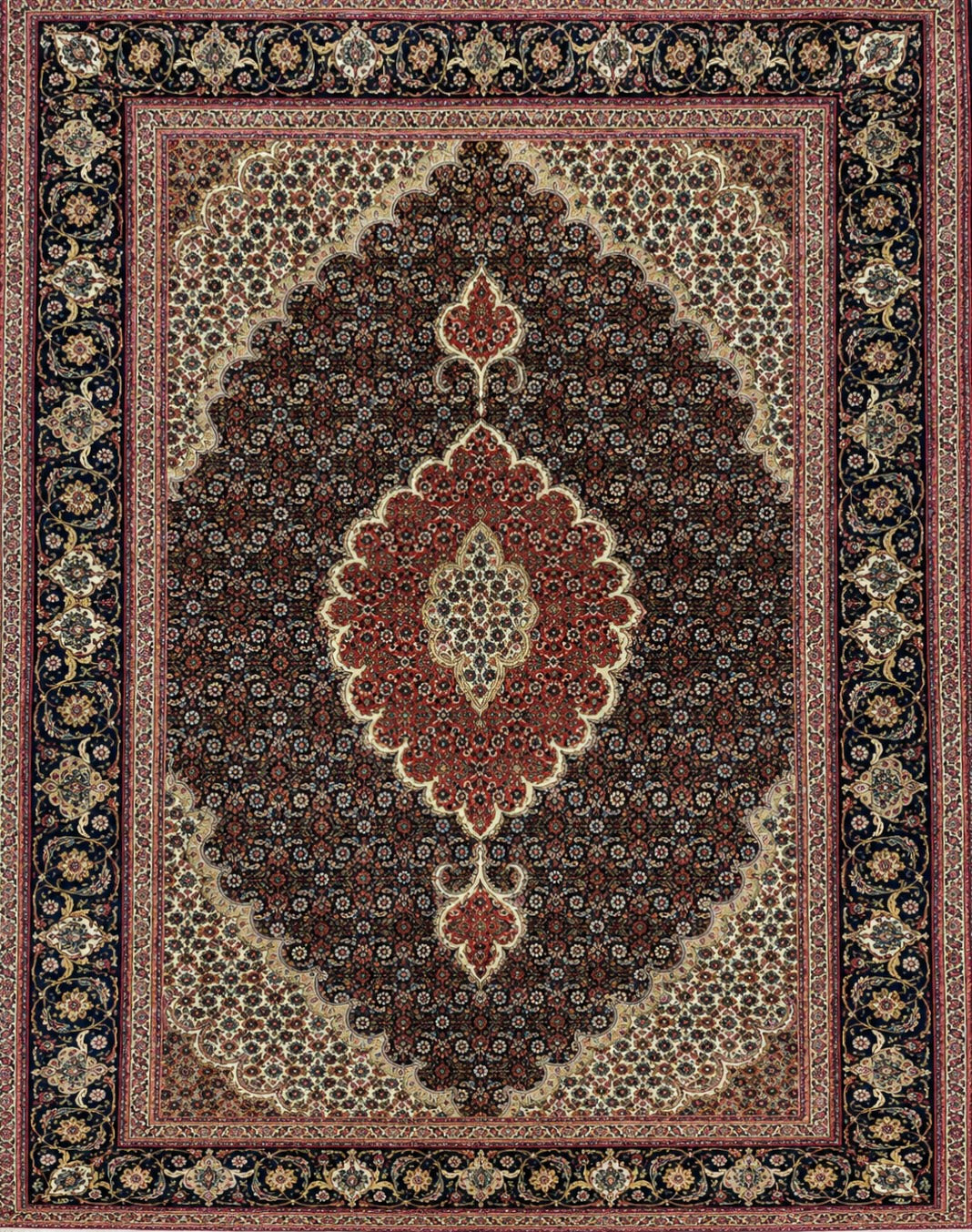 Hand-Knotted Persian Tabriz Mahi Rug - 3'4"x4'8"