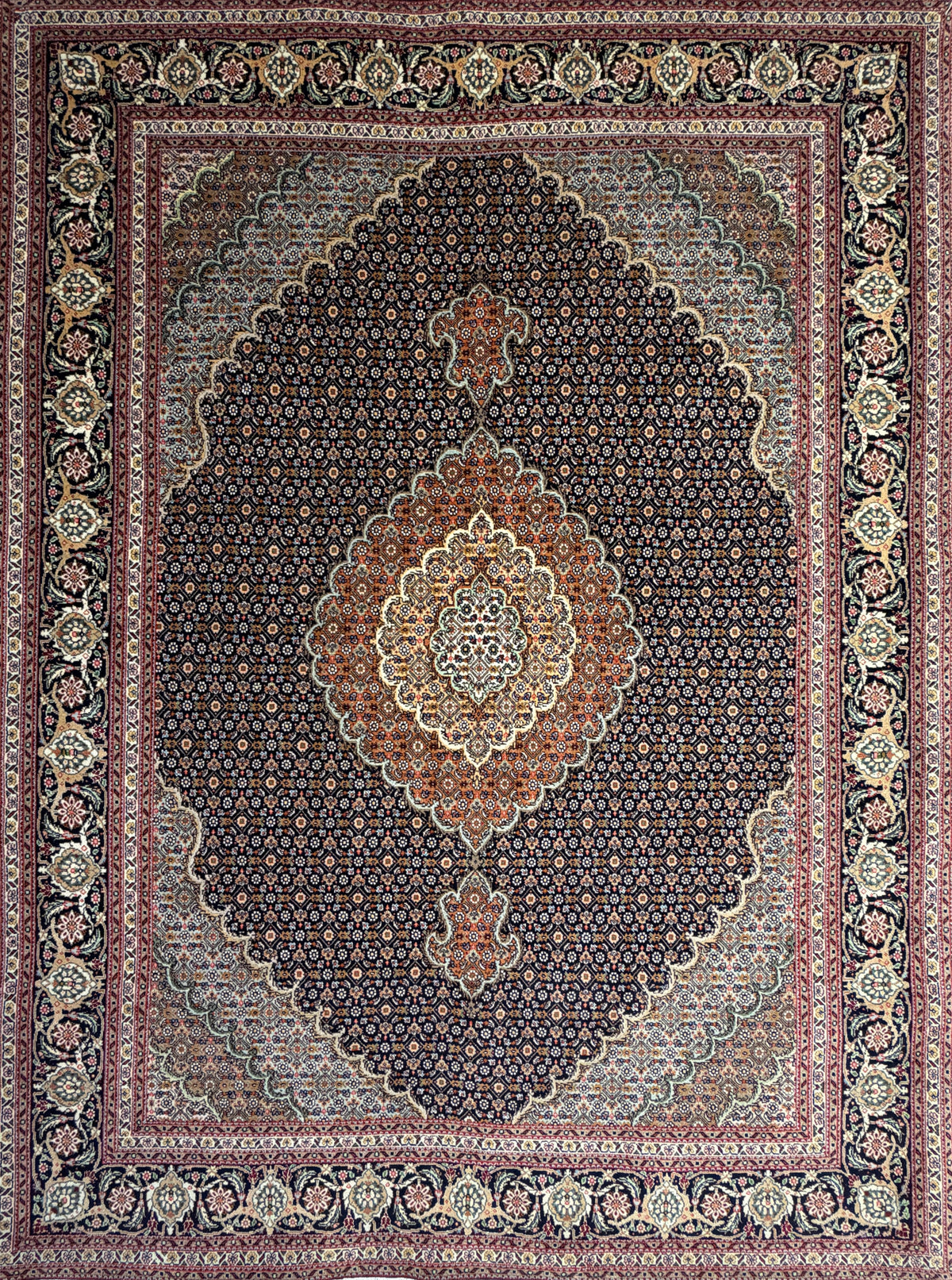 Hand-Knotted Persian Tabriz Mahi Rug - 5’x6’7”