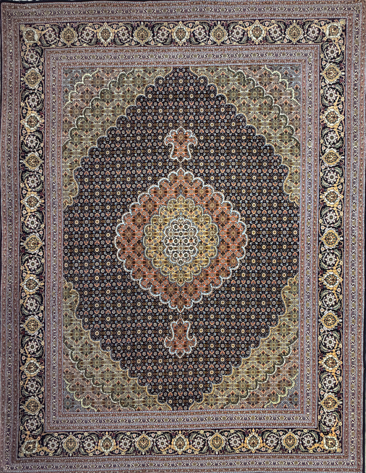 Hand-Knotted Persian Tabriz Mahi Rug - 5'x6'9"