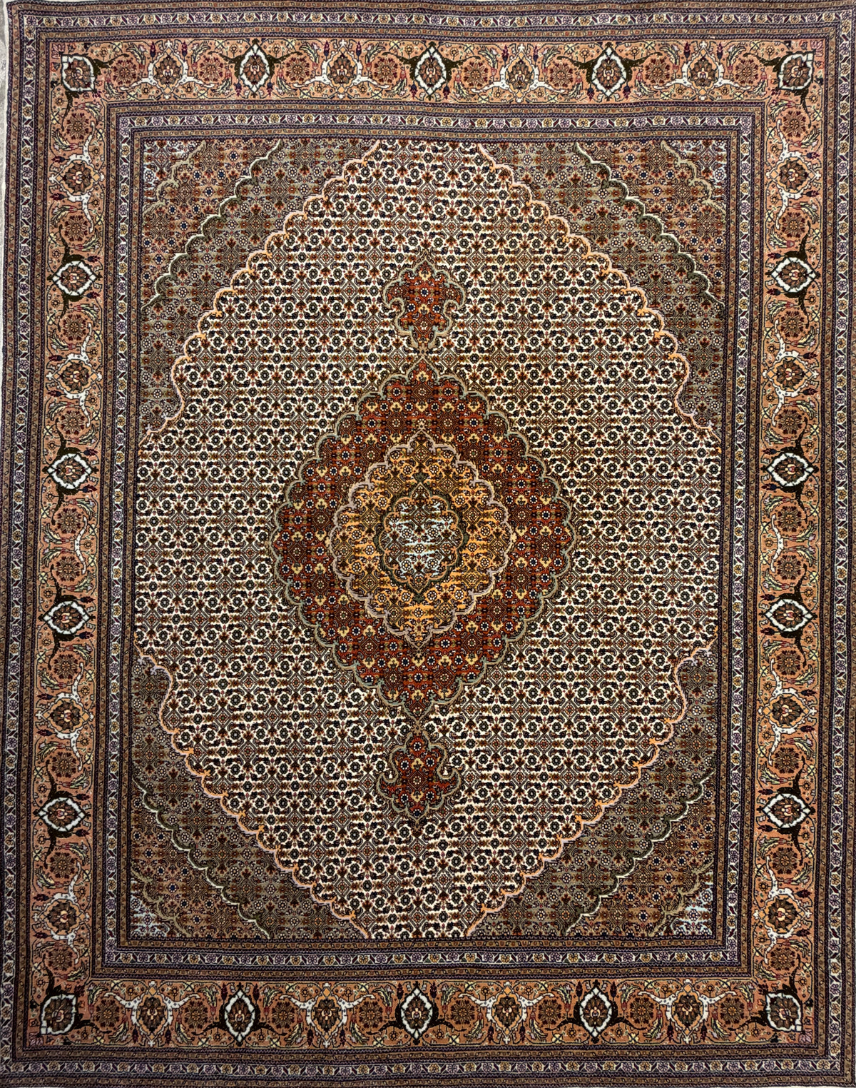 Hand-Knotted Persian Tabriz Mahi Rug - 5'x6'4"