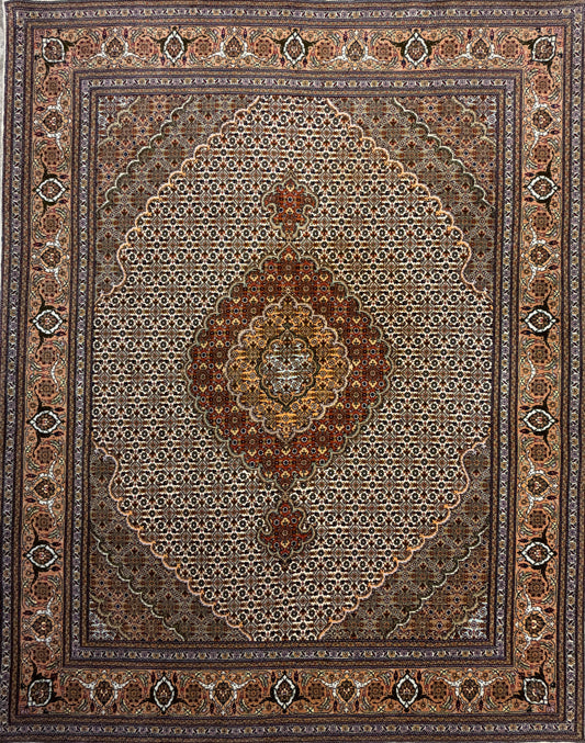 Hand-Knotted Persian Tabriz Mahi Rug - 5'x6'4"