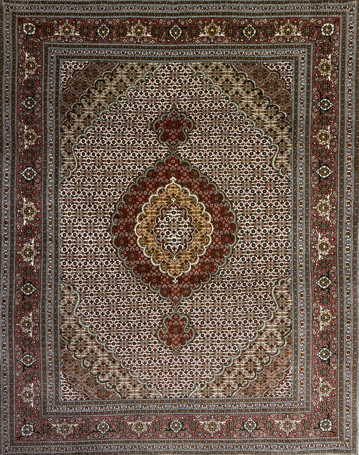 Hand-Knotted Persian Tabriz Mahi Rug - 5'2"x6'4"