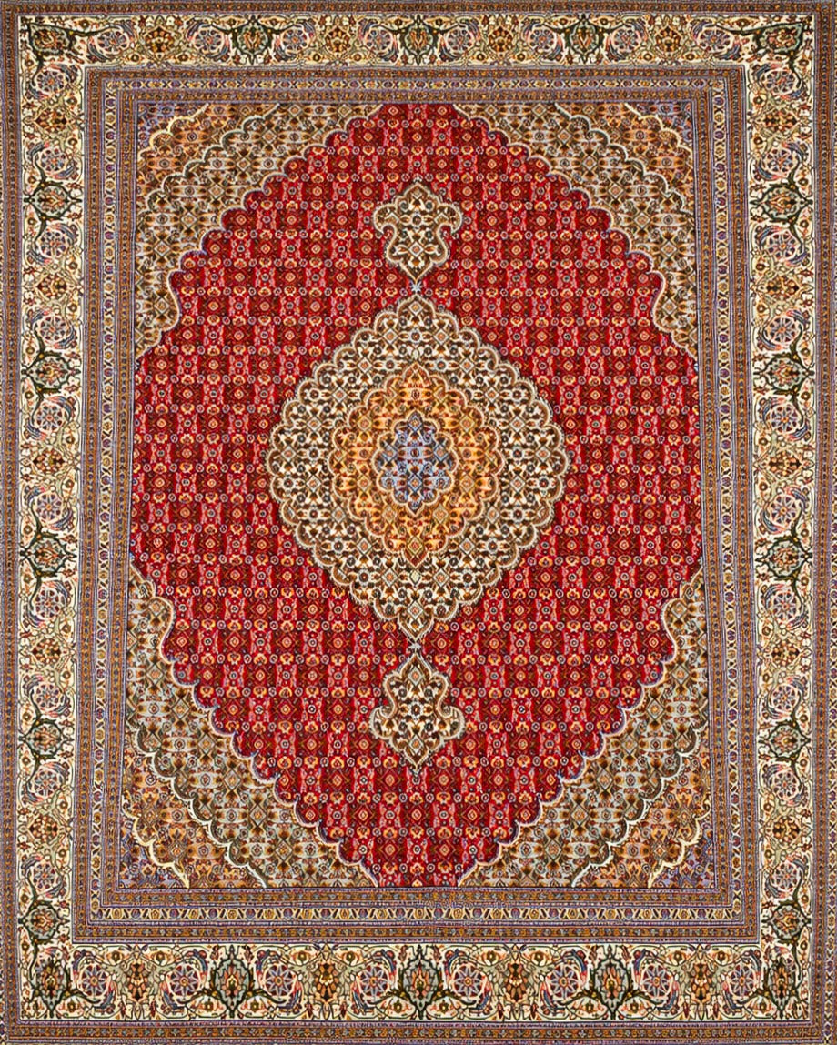Hand-Knotted Persian Tabriz Mahi Rug - 4’9”x6’5”