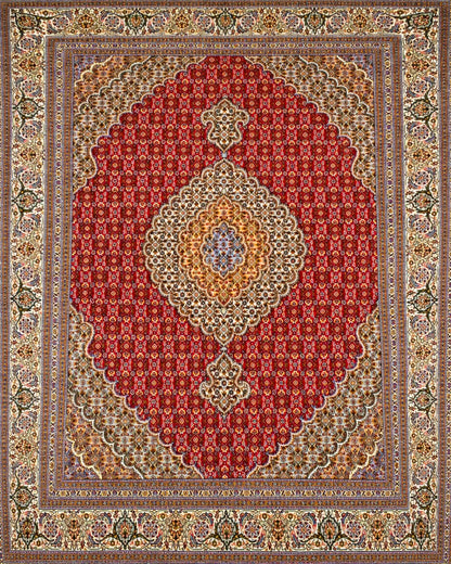 Hand-Knotted Persian Tabriz Mahi Rug - 4’9”x6’5”