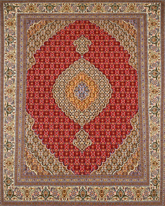 Hand-Knotted Persian Tabriz Mahi Rug - 4’9”x6’5”