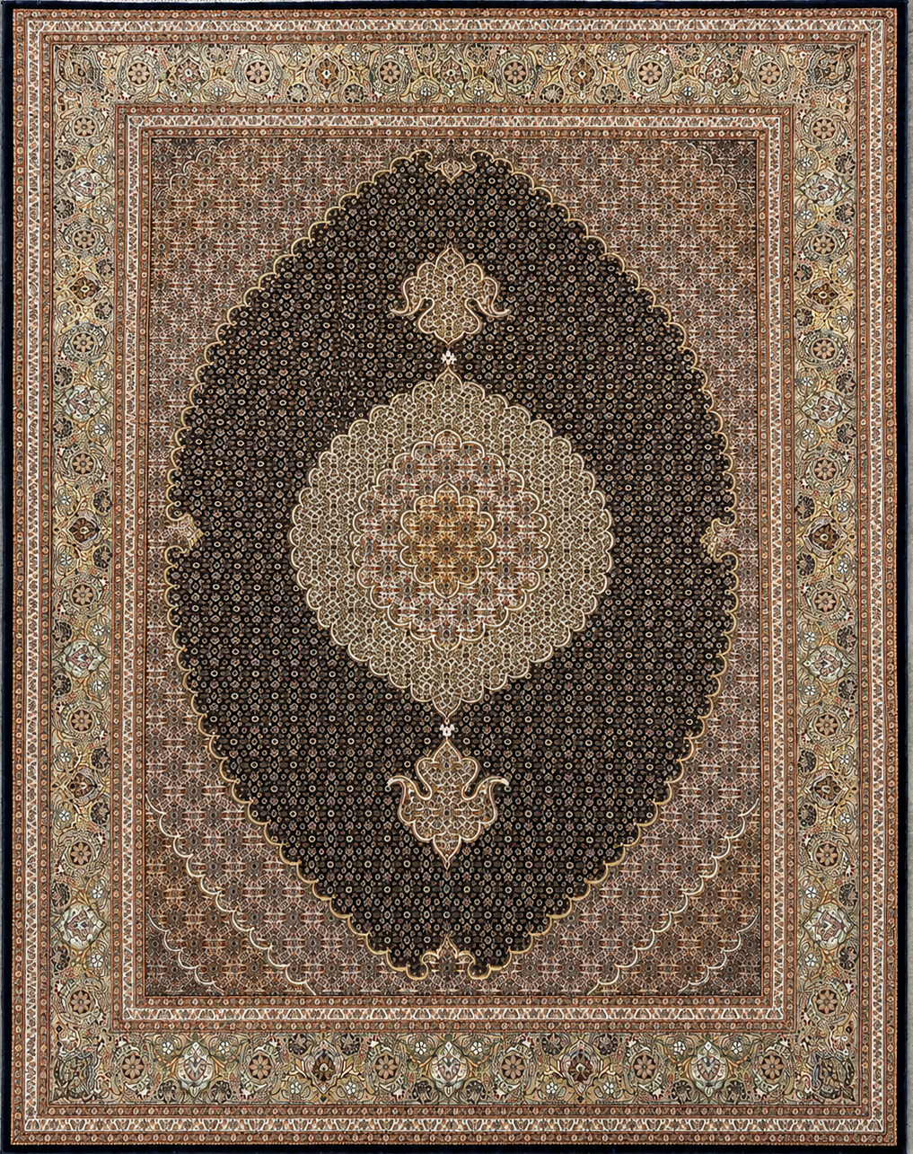 Hand-Knotted Persian Tabriz Mahi Rug - 6’7”x9’7”