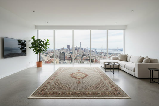 Hand-Knotted Persian Tabriz Mahi Rug - 6'8"x10'