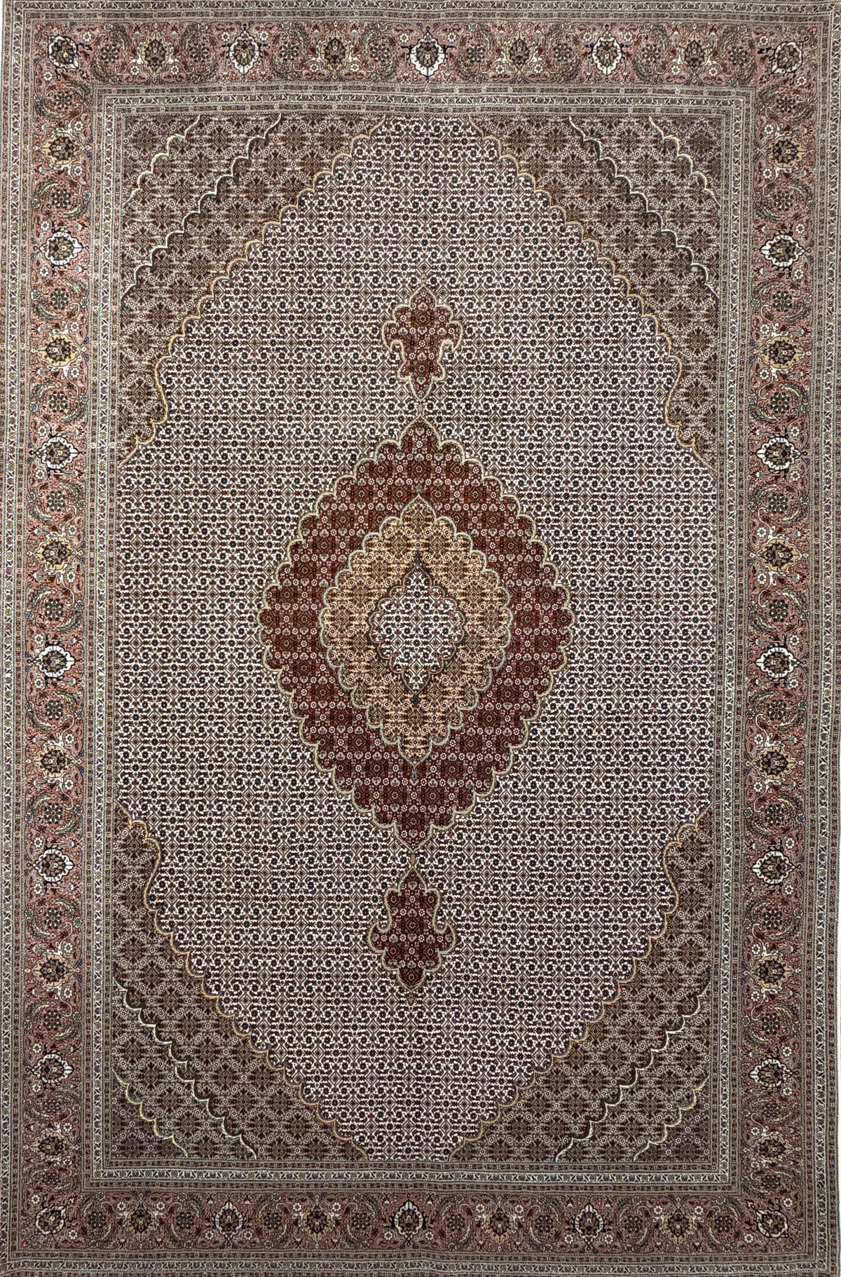Hand-Knotted Persian Tabriz Mahi Rug - 6'8"x10'
