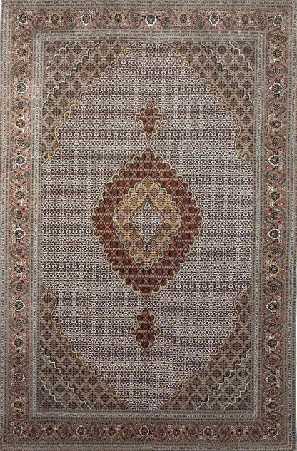 Hand-Knotted Persian Tabriz Mahi Rug - 6'8"x10'