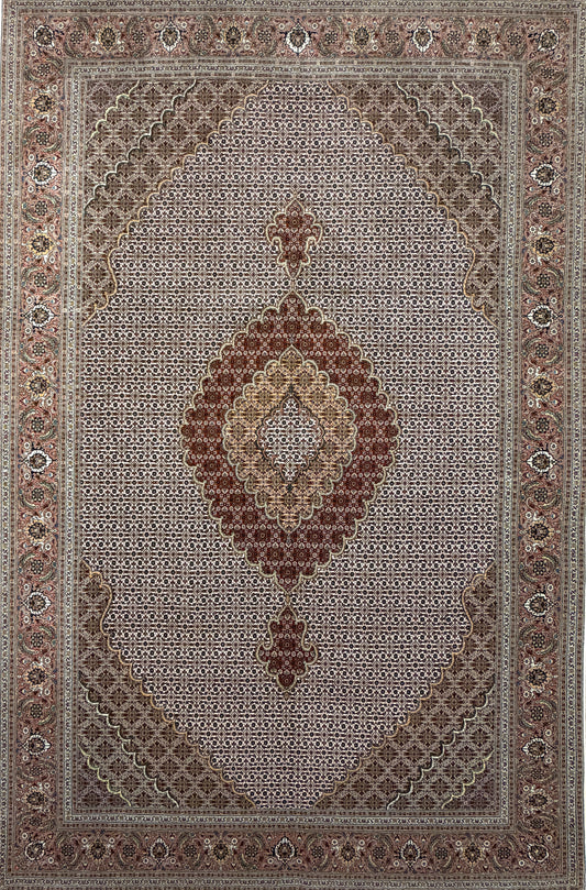 Hand-Knotted Persian Tabriz Mahi Rug - 6'8"x10'
