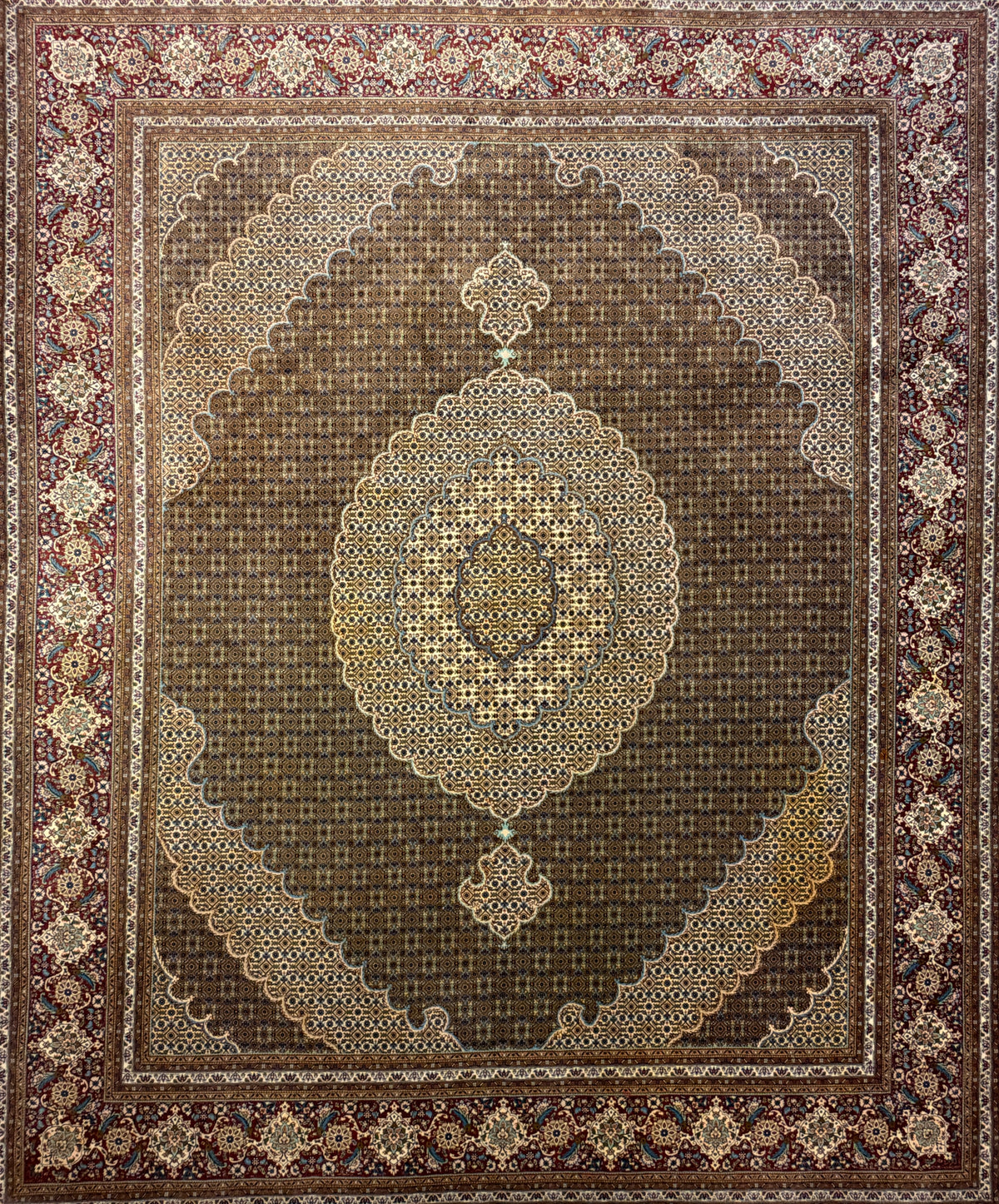 Hand-Knotted Persian Tabriz Mahi Rug - 8’2”x9’10”