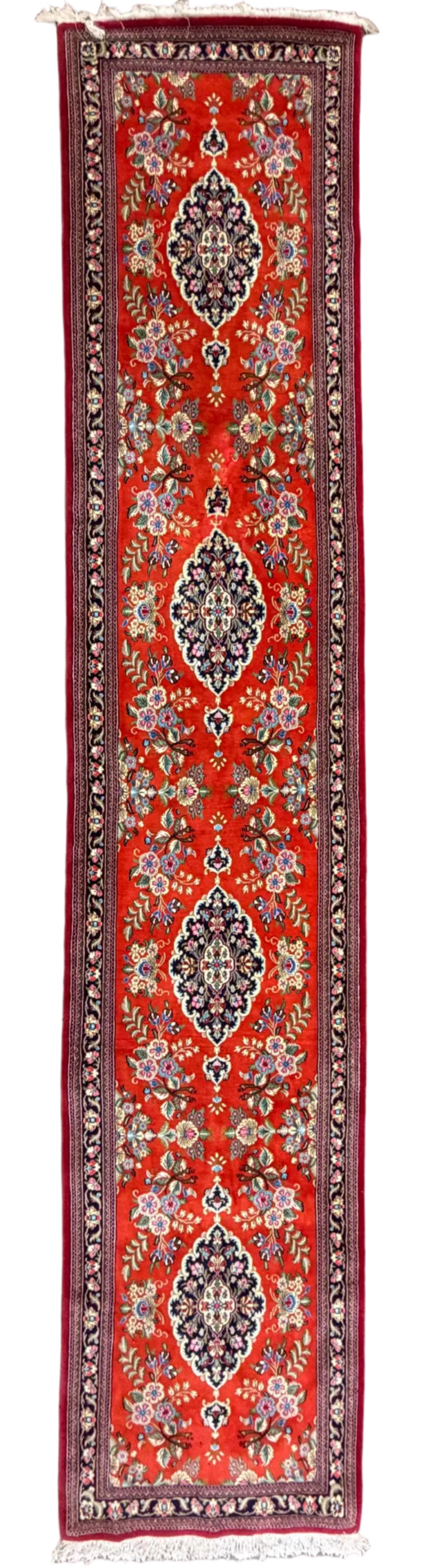 Hand-Knotted Qum Runner - 2'9"x13'8"