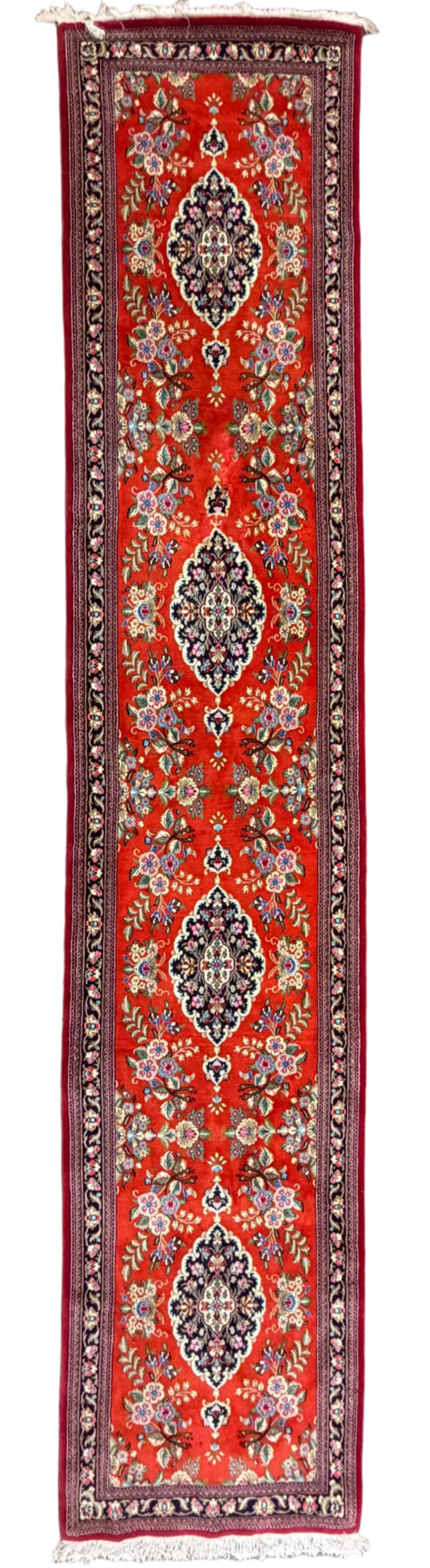 Hand-Knotted Qum Runner - 2'9"x13'8"