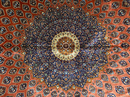 Hand-Knotted 100% Silk Persian Qum Rug - Signed Mohammadi - Dome Design - 11’3”x16’5”