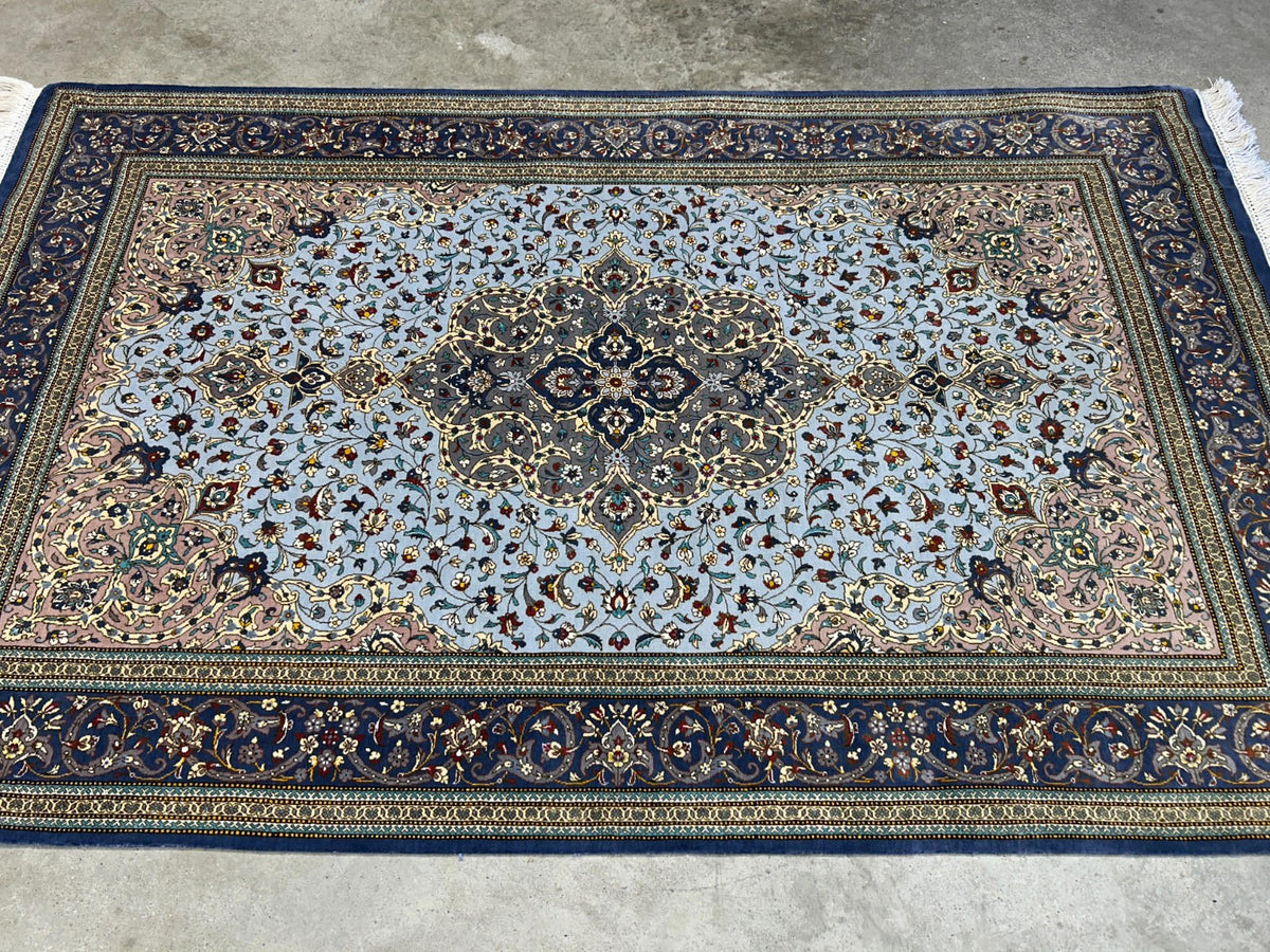 Hand-Knotted 100% Silk Persian Qum Rug - Signed - 3'x5'