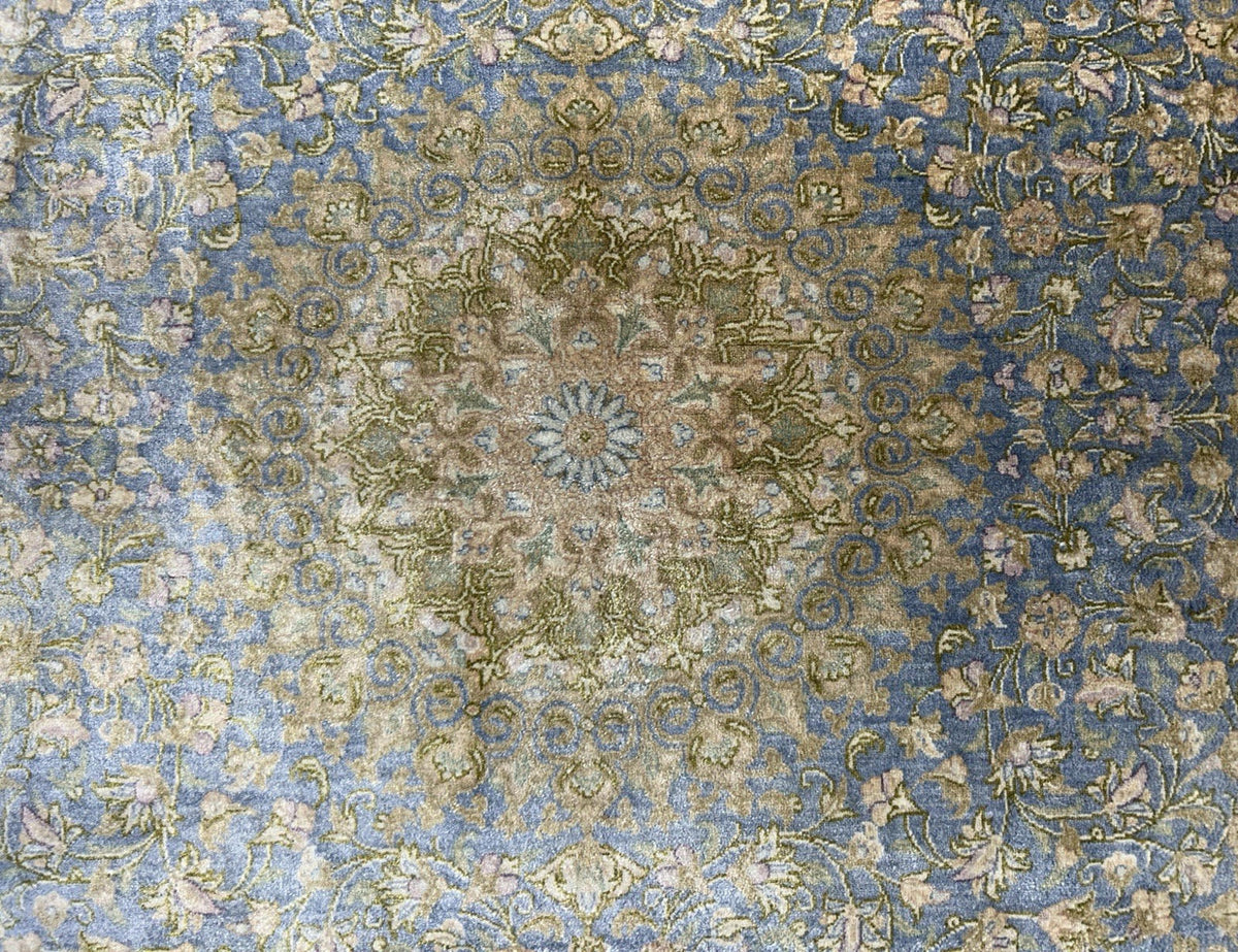 Luxurious Hand-Knotted 100% Silk Persian Qum Rug - Signed - 3’4”x4’11”