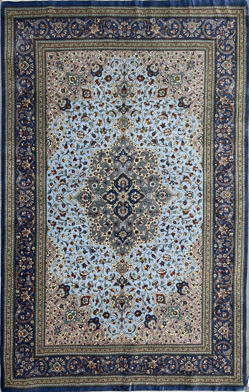 Hand-Knotted 100% Silk Persian Qum Rug - Signed - 3'x5'