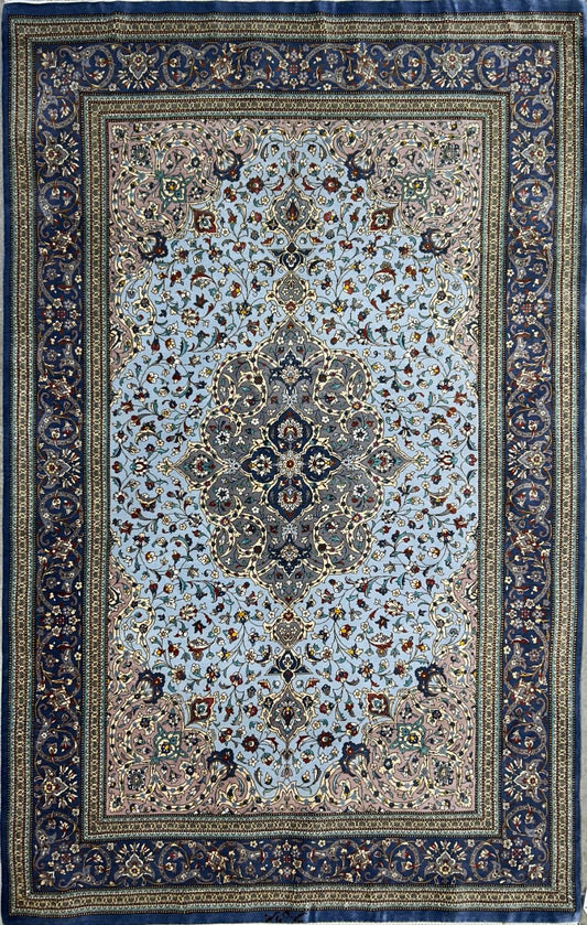 Hand-Knotted 100% Silk Persian Qum Rug - Signed - 3'x5'