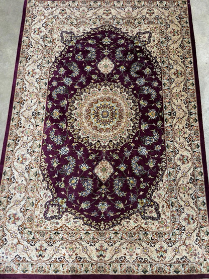 Luxurious Hand-Knotted 100% Silk Persian Qum Rug - Signed - 3'3"x4'9"