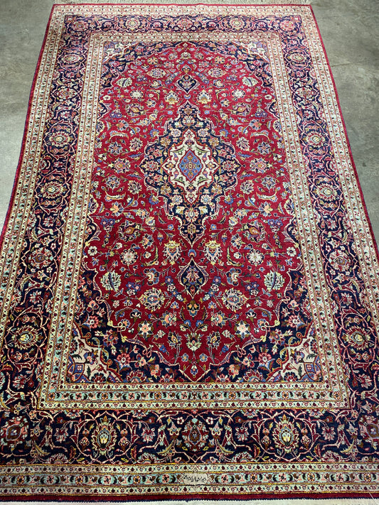 Hand-Knotted 100% Silk Persian Qum Rug- 4'4"x6'6"