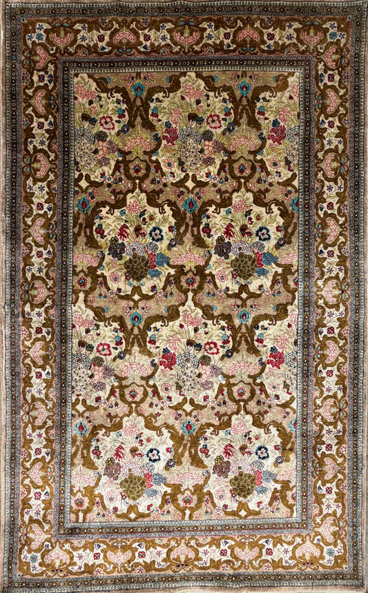 Hand-Knotted-Silk-Persian-Qum-Rug-5x7
