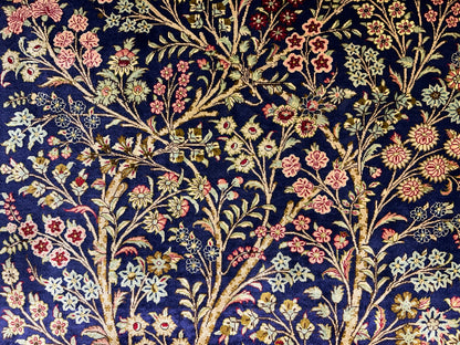 3'3"x4'11" Extra-Fine Hand-Knotted 100% Silk Tree of Life Persian Qum Rug