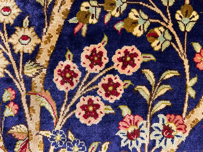 3'3"x4'11" Exquisite Extra-Fine Hand-Knotted 100% Silk Tree of Life Persian Qum Rug