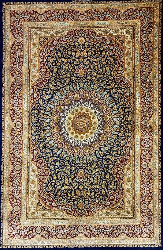 3'3"x5' Exquisite Extra-Fine Hand-Knotted 100% Silk Persian Qum Rug