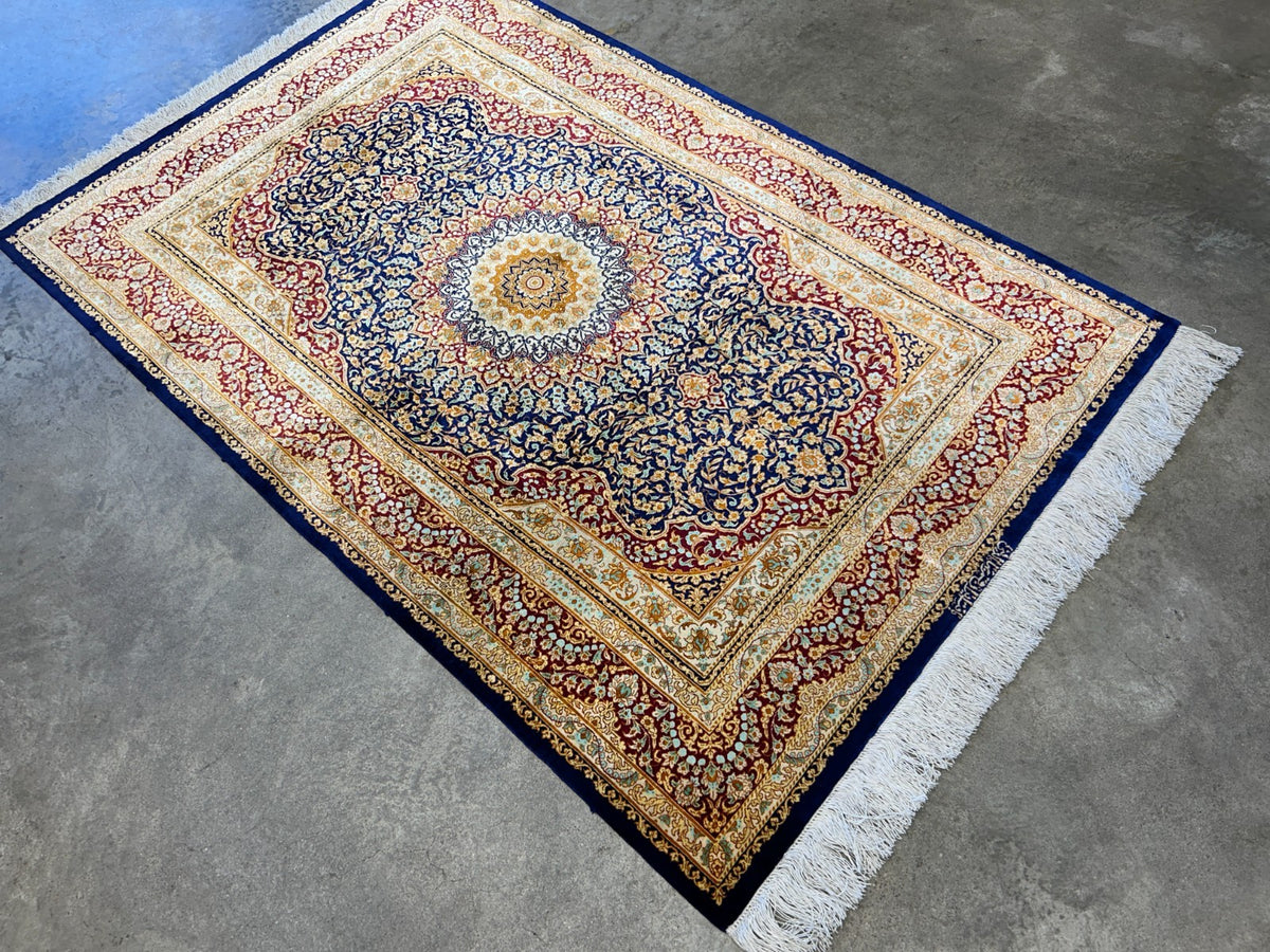 3'3"x5' Exquisite Extra-Fine Hand-Knotted 100% Silk Qum Area Rug - Carpet