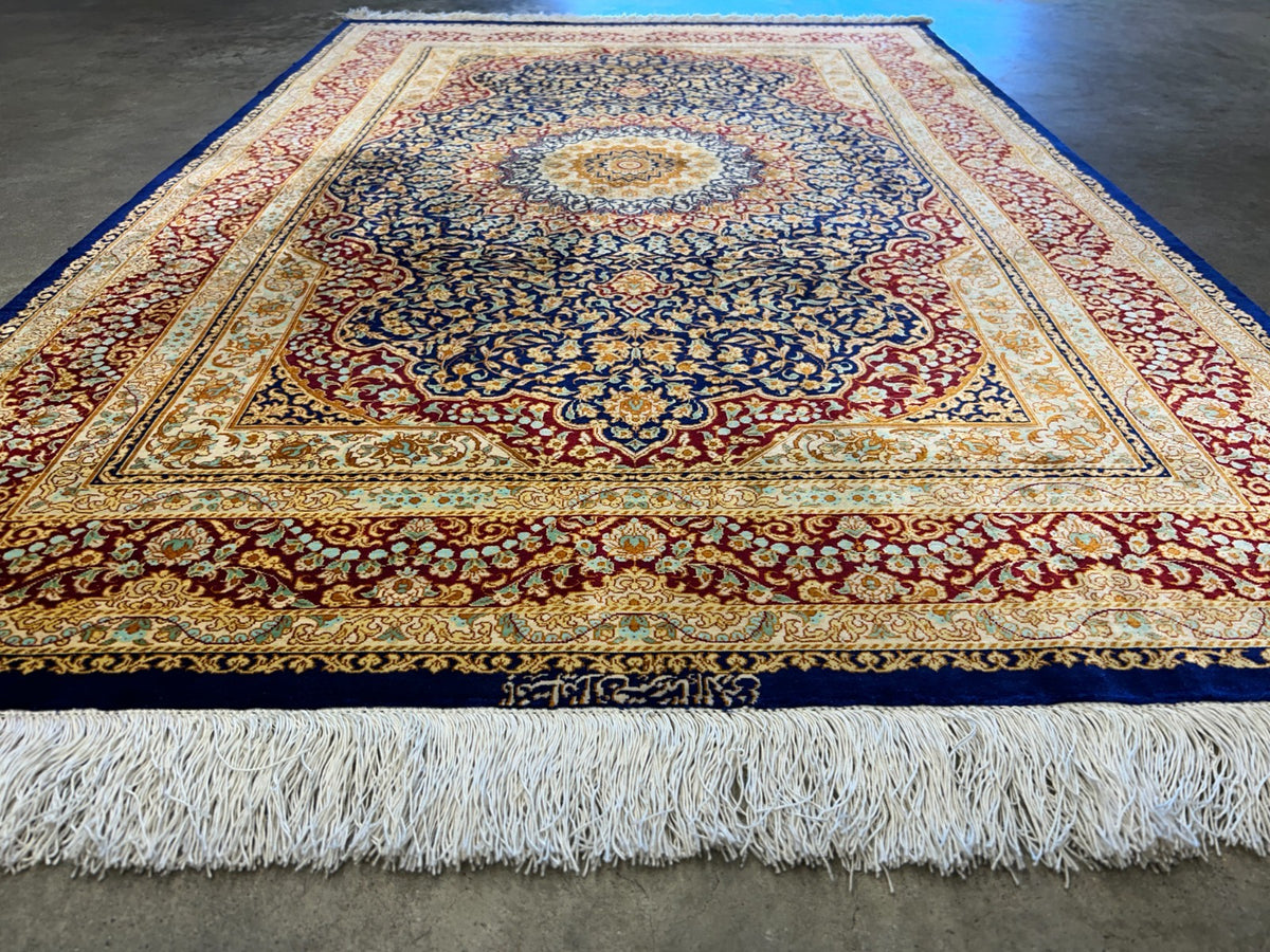 3'3"x5' Exquisite Extra-Fine Hand-Knotted 100% Silk Qume Area Rug - Carpet