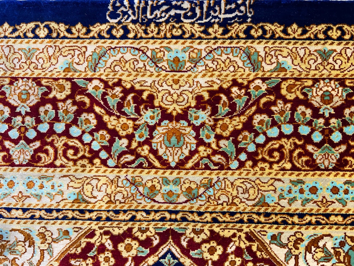 3'3"x5' Exquisite Extra-Fine Hand-Knotted 100% Silk Qume Area Rug - Carpet