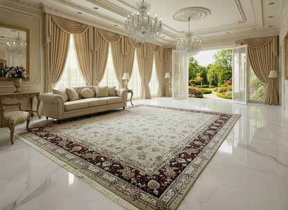 9'x12' Hand-Knotted Wool & Silk Pile Sinopersian Kashan Area Rug