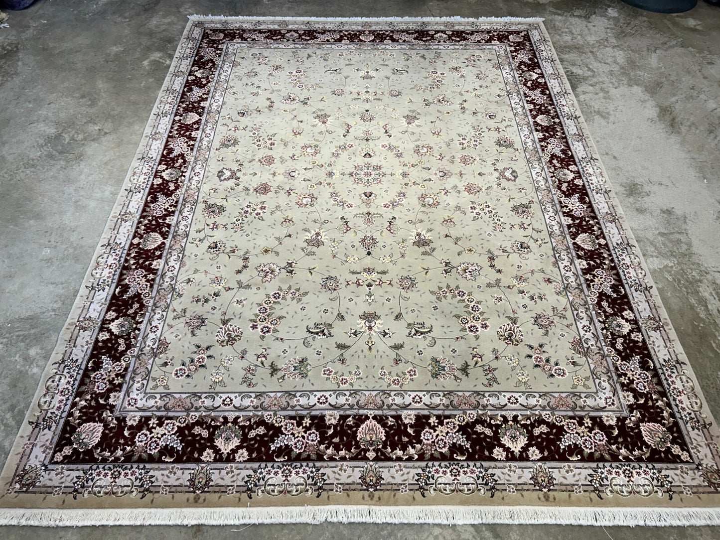 9'x12' Hand-Knotted Wool & Silk Pile Sinopersian kashan Area Rug