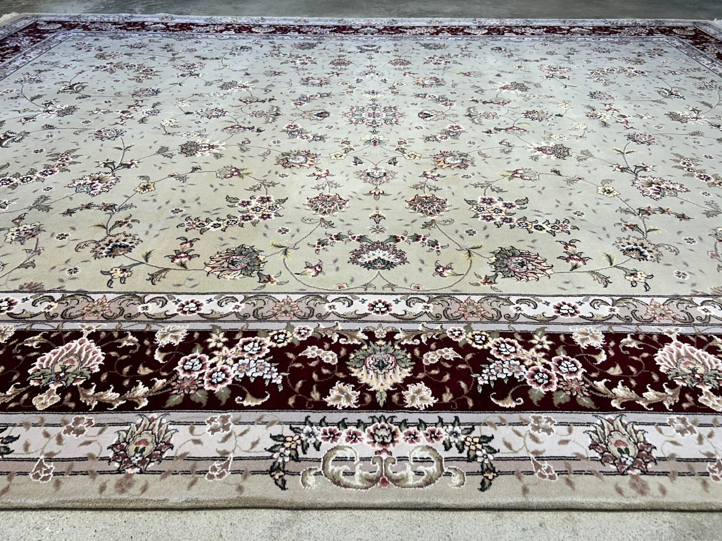 9'x12' Hand-Knotted Wool & Silk Pile Sinopersian kashan Area Rug