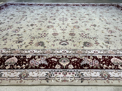 9'x12' Hand-Knotted Wool & Silk Pile Sinopersian kashan Area Rug