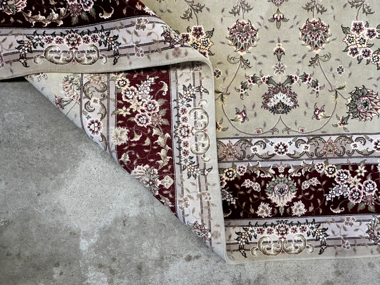 9'x12' Hand-Knotted Wool & Silk Pile Sinopersian kashan Area Rug