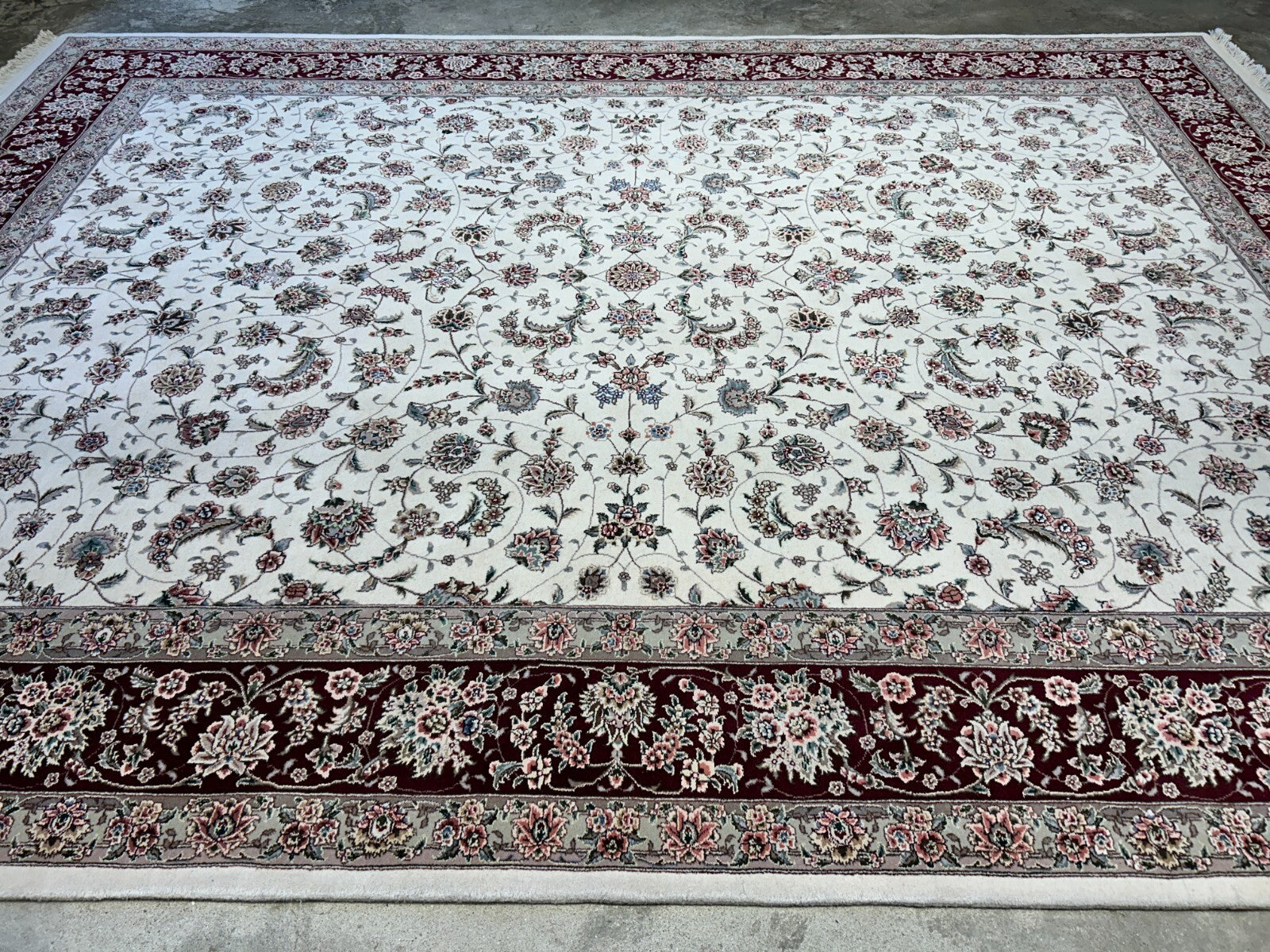 9'x12' Hand-Knotted Wool & Silk Pile Sinopersian kashan Area Rug