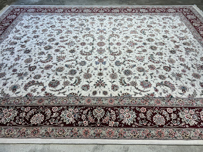 9'x12' Hand-Knotted Wool & Silk Pile Sinopersian kashan Area Rug