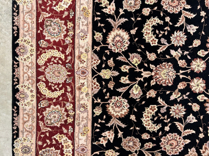 8'6"x11'6" Hand-Knotted Wool & Silk Pile Sinopersian kashan Area Rug