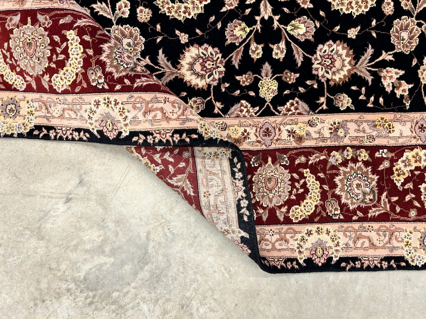 8'6"x11'6" Hand-Knotted Wool & Silk Pile Sinopersian kashan Area Rug