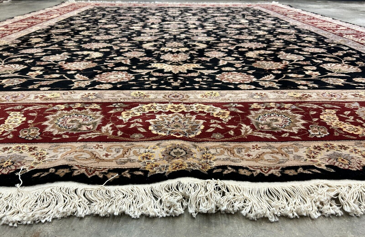 8'6"x11'6" Hand-Knotted Wool & Silk Pile Sinopersian kashan Area Rug