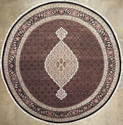 8’ Round Hand-Knotted IndoMahi Rug