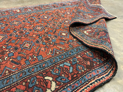 3'4"x6'2" Antique Hand-Knotted 100% Wool Pile Hamadan Area Rug - Carpet
