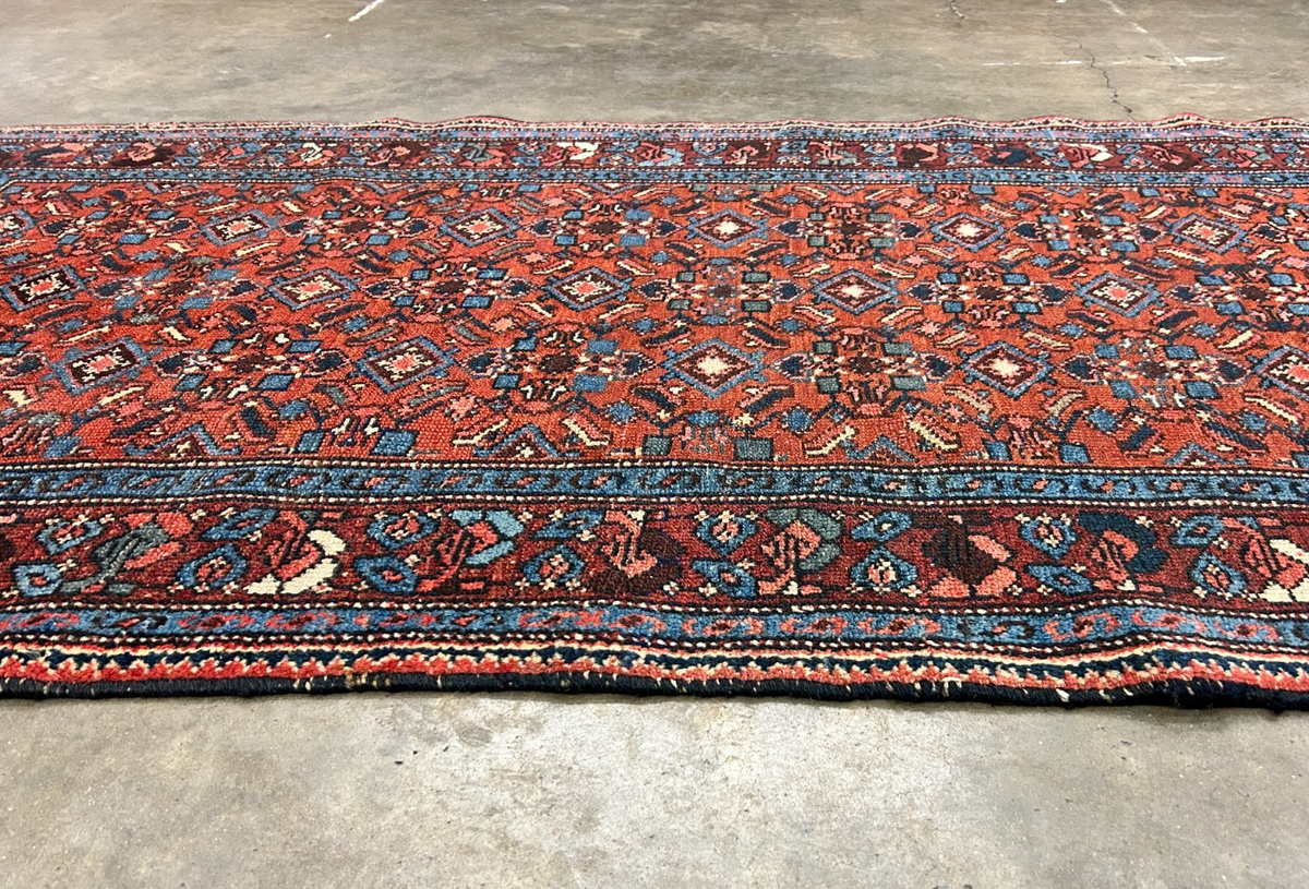 3'4"x6'2" Antique Hand-Knotted 100% Wool Pile Hamadan Area Rug - Carpet