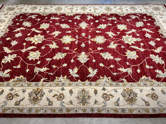 6'7"x9'9" Hand-Knotted 100% Wool Pile Indian Agra Carpet - Area Rug