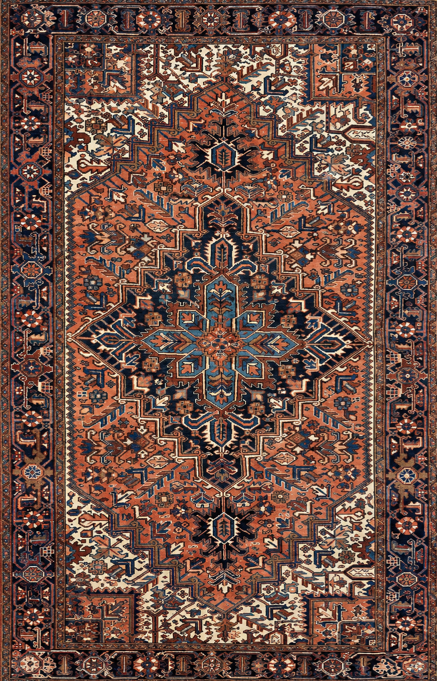 Hand-Knotted Persian Heriz Rug - 7’5”x11’1”