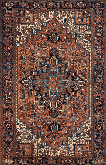 Hand-Knotted Persian Heriz Rug - 7’5”x11’1”